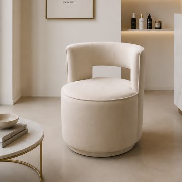 POLTRONCINA GIREVOLE MOD. LUCAS IN TESSUTO DIAM. CM 60 H. 75  BEIGE