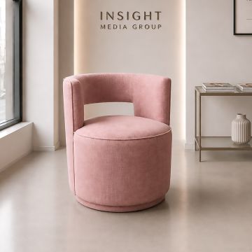 POLTRONCINA GIREVOLE MOD. LUCAS IN TESSUTO DIAM. CM 60 H. 75 ROSA ANTICO