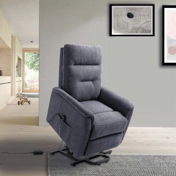 POLTRONA IN TESSUTO GRIGIO CON RECLINER ELETTRICO