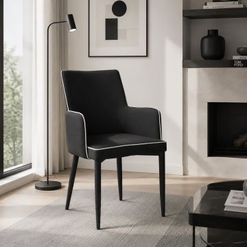 POLTRONCINA TESSUTO ANTRACITE CON BORDO ECOPELLE BIANCA