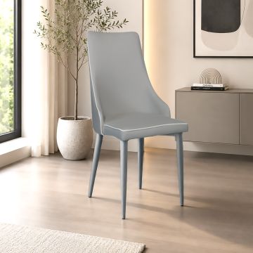 POLTRONCINA IN TESSUTO GRIGIO CON BORDINO IN ECOPELLE BIANCA CM 46X45 H. 90