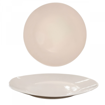 PIATTO PIANO MONOCOLORE IN CERAMICA DIAM. 26CM CREMA