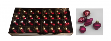 SET 64 PENDENTI IN PLASTICA ROSSO LUCIDO/SATINATI ASSORTITI DIAM. 2.5CM