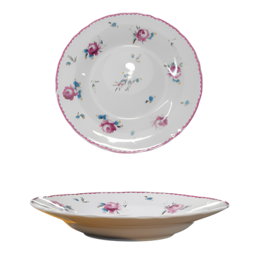 PIATTO FONDO FIORI 1 IN PORCELLANA BIANCO CON DECORO DIAM. 24CM