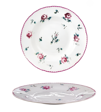 PIATTO FRUTTA FIORI 1 IN PORCELLANA BIANCO CON DECORO DIAM. 20CM