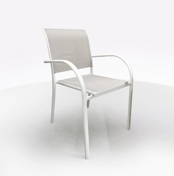 SEDIA IN ALLUMINIO BIANCO E TEXTILENE BEIGE