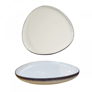 PIATTO PIANO IN PORCELLANA LINEA ONDA 23X22CM BIANCO 