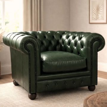 POLTRONA IN PELLE CM 100X85 H.76 VERDE SCURO 