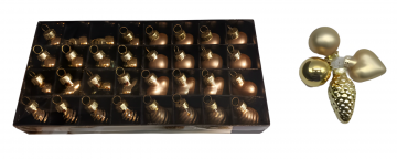 SET 64 PENDENTI IN PLASTICA ORO LUCIDO/SATINATI ASSORTITI DIAM 2.5CM 