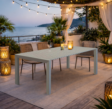 TAVOLO ALL. DA ESTERNO CM 180X90 IN ALLUMINIO CHAMPAGNE