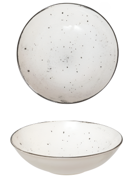 PIATTO FONDO IN GRES LINEA JOE DIAM. 21CM BEIGE CON DECORO
