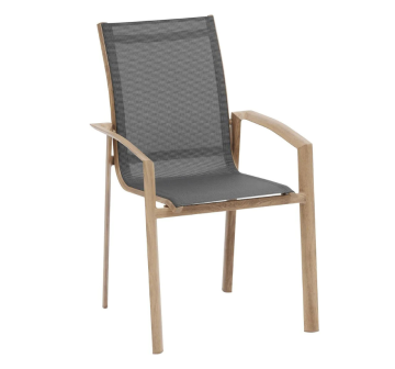 SEDIA MOD. AXANT ALLUMINIO EFFETTO LEGNO E TEXTILENE ANTRACITE