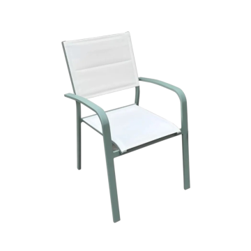 SEDIA IN ALLUMINIO VERDE MENTA E TEXTILENE BIANCO 
