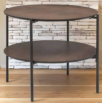 TAVOLINO MOD. KEMI DIAM. 63.2 H.52 METALLO E MDF NERO E NOCE