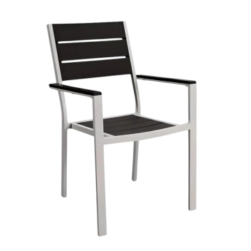 SEDIA IN METALLO BIANCO  E PLASTICA EFFETTO LEGNO ANTRACITE