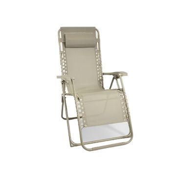 POLTRONA SDRAIO PIEGHEVOLE IN ALLUMINIO E TEXTILENE BEIGE