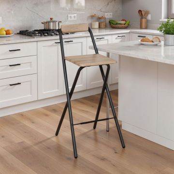 SGABELLO ALTO MOD. LOUNA NERO E NATURALE