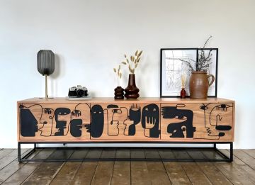 PORTA TV MOD. SGP-07 CM 160X40 H.45 IN LEGNO DI ACACIA NATURALE 