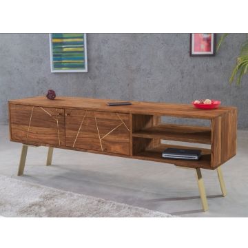 PORTA TV MOD. SDO-07 CM 145X35 H.45 IN LEGNO DI SHEESHAM TINTA STONE