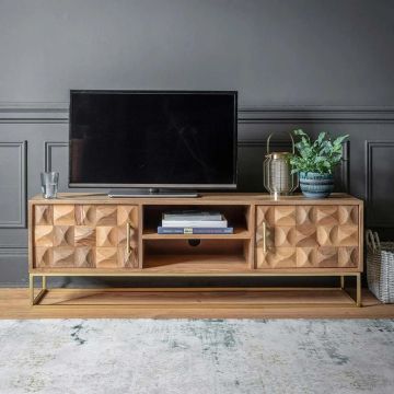 PORTA TV MOD. SDS-07 CM 145X40 H. 47 IN LEGNO DI MANGO NATURALE