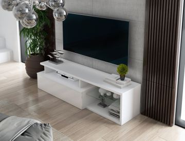 PORTA TV LUCKY LAMINATO BIANCO E BIANCO LUCIDO