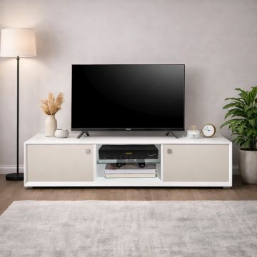 PORTA TV MOD. GIORNO PER GIORNO CM 155.6X45 H. 39.6 NUVOLA FRASSINO E TELE LISCIO