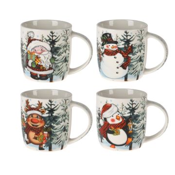 TAZZA IN PORCELLANA 370ML CON DECORO DI NATALE ASSORTITO