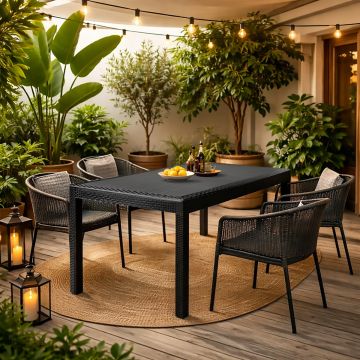 TAVOLO ALL. DA ESTERNO MOD. QUEEN CM 150X90 POLIPROPILENE INTRECCIATO EFFETTO RATTAN ANTRACITE