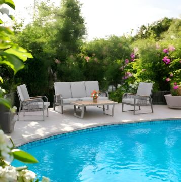 SALOTTO DA ESTERNO ALLUMINIO ANTRACITE E POLYWOOD