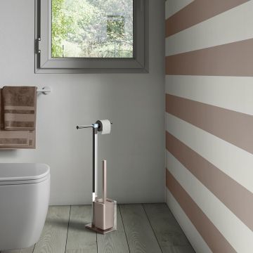 LINEA RAINBOW - PIANTANA PORTA ROTOLO E PORTA SCOPINO TORTORA CHIARO TRASPARENTE