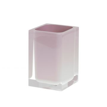 LINEA RAINBOW - PORTA SPAZZOLINI ROSA IN RESINA 7,2X7,2X11CM