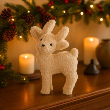 PELUCHE RENNA IN TESSUTO BEIGE 23X40CM