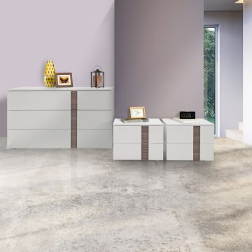 GRUPPO LETTO MOD. RIVA IN NOBILITATO SNOW ED OSSIDATO NOCE