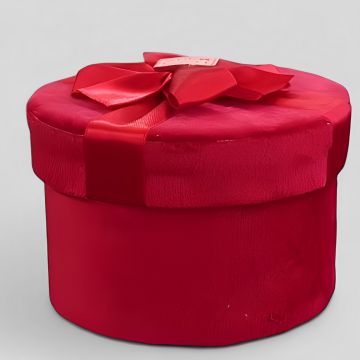 SCATOLA VELLUTO ROSSO CON FIOCCO 10X7CM