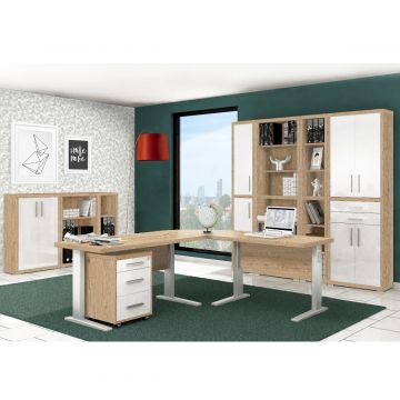 UFFICIO COMPONIBILE ROVERE BORDEAUX E BIANCO LACCATO