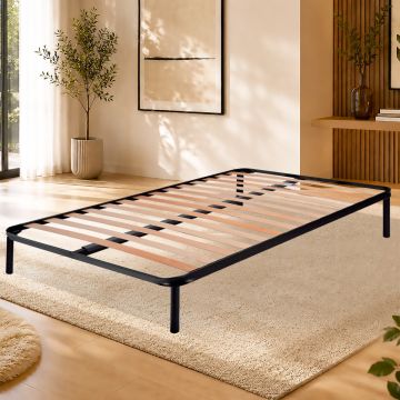 RETE 1 PIAZZA E 1/2 MOD. CLOUD CM 160X190 IN METALLO NERO CON 14 DOGHE 