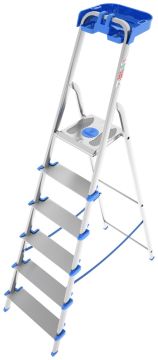 SCALA ATLANTICA A 6 GRADINI IN ALLUMINIO CON VASCHETTA PORTAOGGETTI