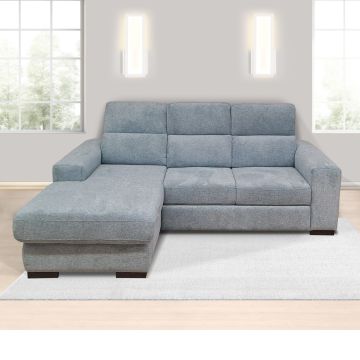 SALOTTO SMART CHAISE LONGUE SX CON CARRELLO ESTRAIBILE IN TESSUTO AVIO