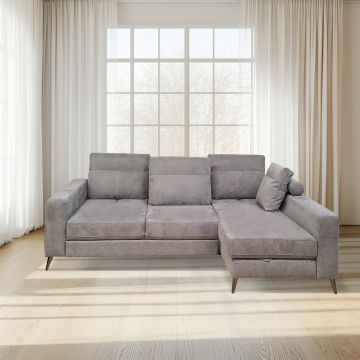 SALOTTO GINKO ANGOLRE DX CON CARRELLO ESTRAIBILE IN TESSUTO NABUCCO GRIGIO