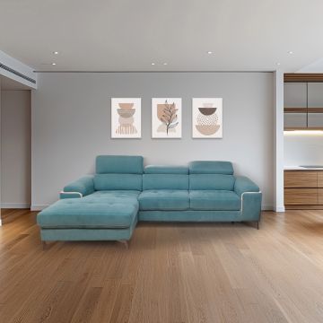 SALOTTO MOD. EROS CON CHAISE LONGUE SX IN TESSUTO TUCHESE