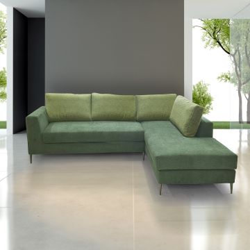SALOTTO MOD. PECHINO CON PENISOLA DX IN TESSUTO BICOLORE VERDE