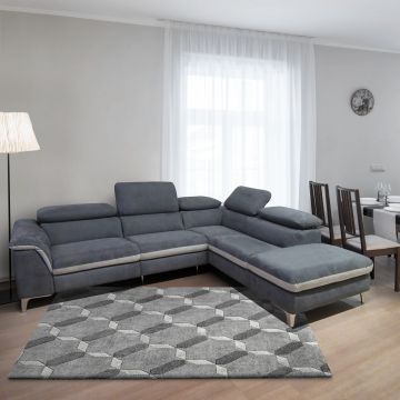 SALOTTO STAR ANGOLARE DX IN TESSUTO GRIGIO SCURO E GRIGIO CHIARO