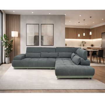 SALOTTO MOD. POLARIS ANGOLARE DX CON SEDUTA ELETTRICA IN TESSUTO VERDE