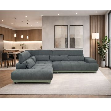 SALOTTO MOD. POLARIS ANGOLARE SX CON SEDUTA ELETTRICA IN TESSUTO VERDE