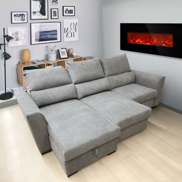 SALOTTO MOD.TITO CON PENISOLA REVERSIBILE  IN TESSUTO MOSCOW G381 GRIGIO