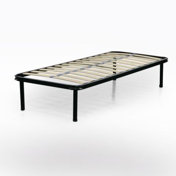 RETE SINGOLA 90X190 IN METALLO NERO  CON 13 DOGHE 