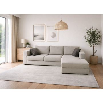 SALOTTO MOD. FIRENZE CON PENISOLA DX IN TESSUTO GRIGIO CHIARO