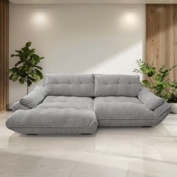 SALOTTO MOD.VIVO MEGASOFA'  CON PENISOLA SX IN TESSUTO GRIGIO