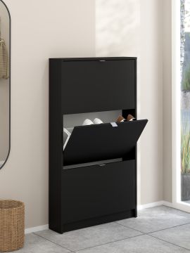 SCARPIERA 3 RIBALTE MOD. SHOES CM 70.3X16.5 H.123.6 NERO OPACO