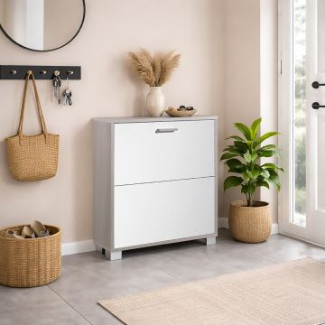 SCARPIERA 2 RIBALTE MOD. QUADRANTE CM 70X18 H.82 OLMO E BIANCO FRASSINATO